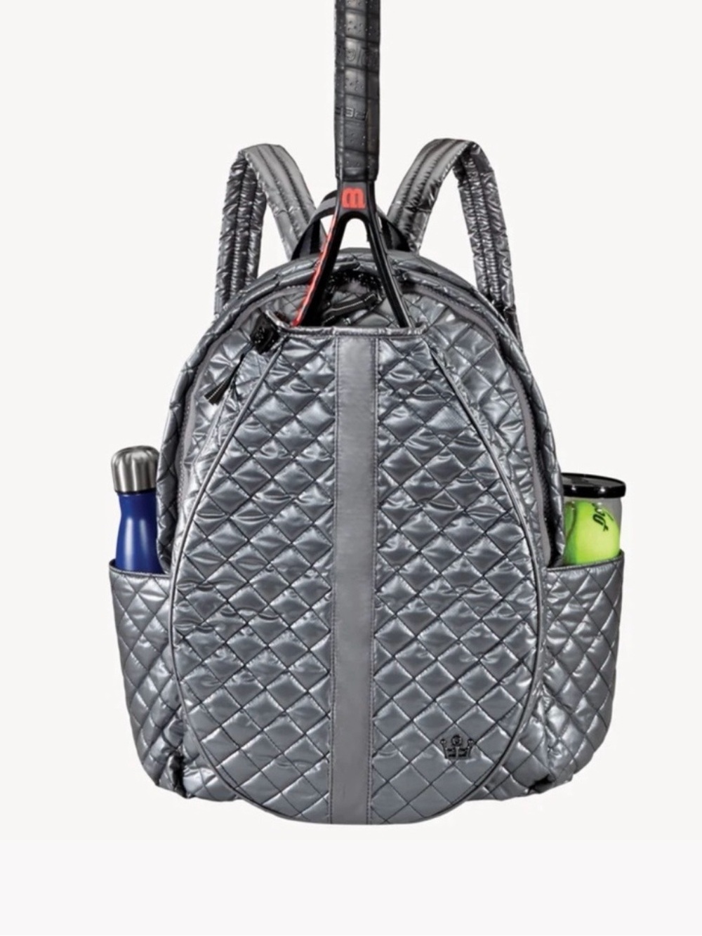 Oliver Thomas Quilted Tennis Backpack - Gunmetal Silver